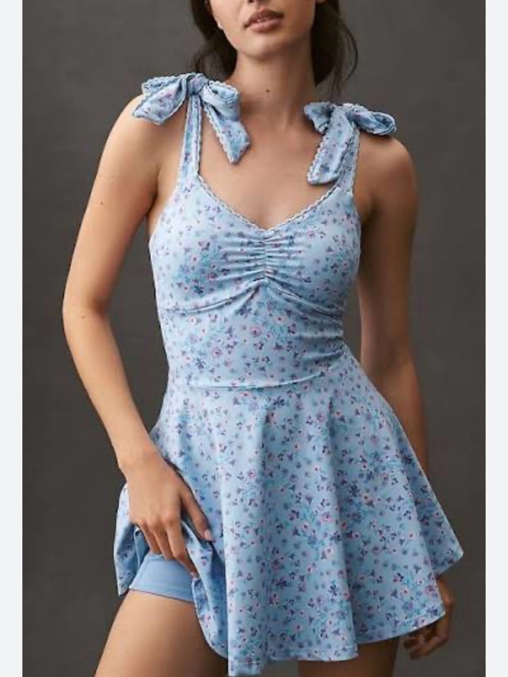 Beach Riot Pixie Light Blue Floral Tie-Shoulder Mini Dress - Picture 2 of 6